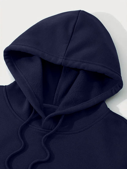 New Autumn and Winter Men's Fleece-Lined Hooded Sweatshirt Set with Print, Long-Sleeve Hoodie and Drawstring Pants for Couples