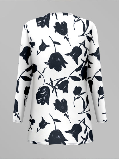 Women'S 3pcs Set, Floral Print Cardigan with Solid Color Cami and Wide-Leg Pants Casual Outfit