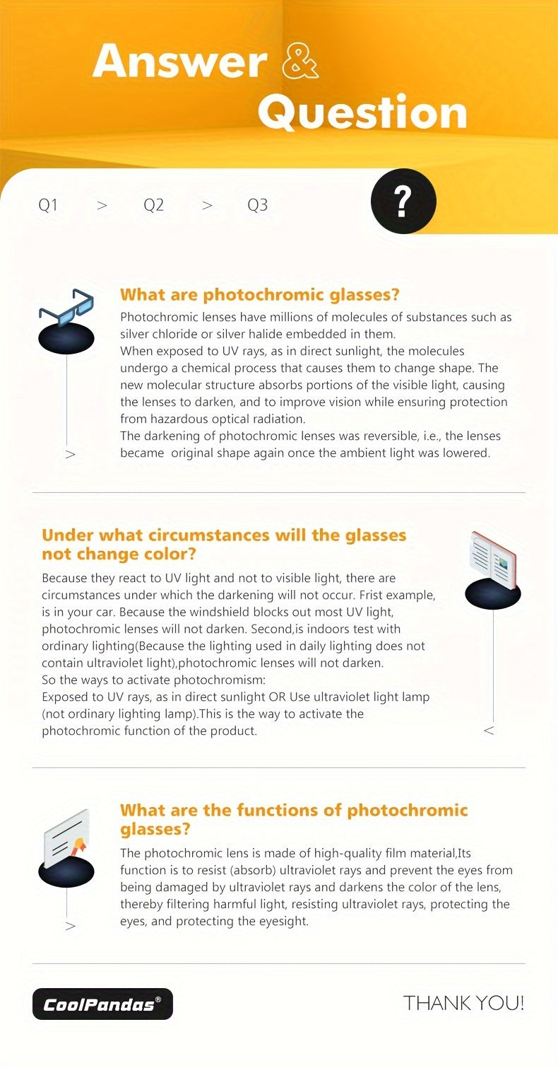 Coolpandas Brand Top Photochromic Glasses for Men And Women, Polarized Chameleon Glasses for Outdoor Sports, Fishing, Driving Goggles with Anti-Glare Features.