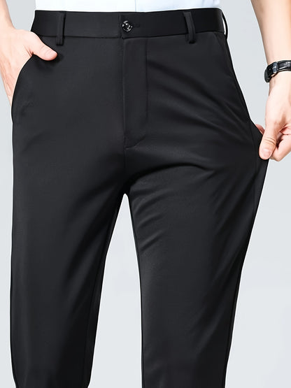Men's Casual Straight Leg Pants, Chic Business Style Versatile Trousers for Daily Wear