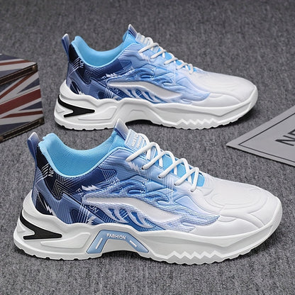 Men'S Breathable Mesh Casual Business Shoes - Low-Top Lace-Up Sneakers with Cushioned PVC Sole, All-Season Comfort for Daily Wear, Sports & Office, Grey/Black/White Design, Shoes Sneakers, Sleek Sporty Look, Comfortable Fabri