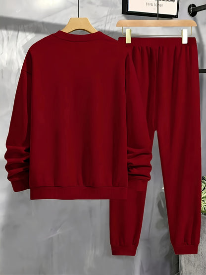 Men's Fashion Casual Sports MILANO Round Neck Sweatshirt and Pants 2pcs Set - Xingfan