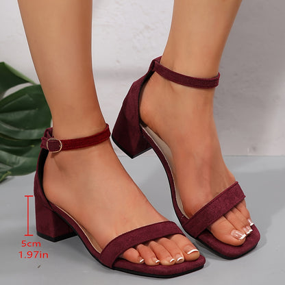 Women'S Elegant Black Fabric High Heel Sandals with Buckle Strap - Open Toe, Mid-Heel, Rubber Sole, Perfect for Summer Outdoor and Vacation Wear, Casual Footwear | Elegant Sandals | Comfortable Heel