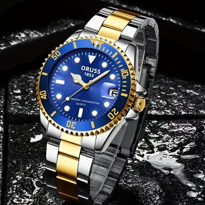 Authentic New Style Temperament Golden Watch Calendar Watch Men's Watch Men's Watch Korean Version Trendy Model