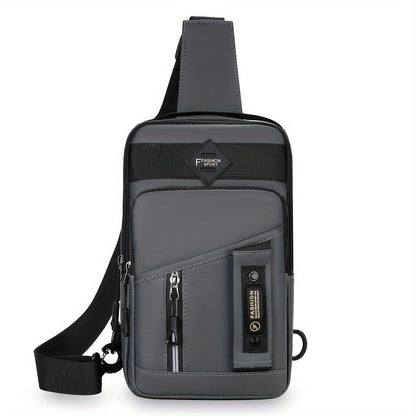 1pc Men's New Large Capacity Bag, Multilayer Storage Crossbody Bag, Trendy Fashion Chest Bag