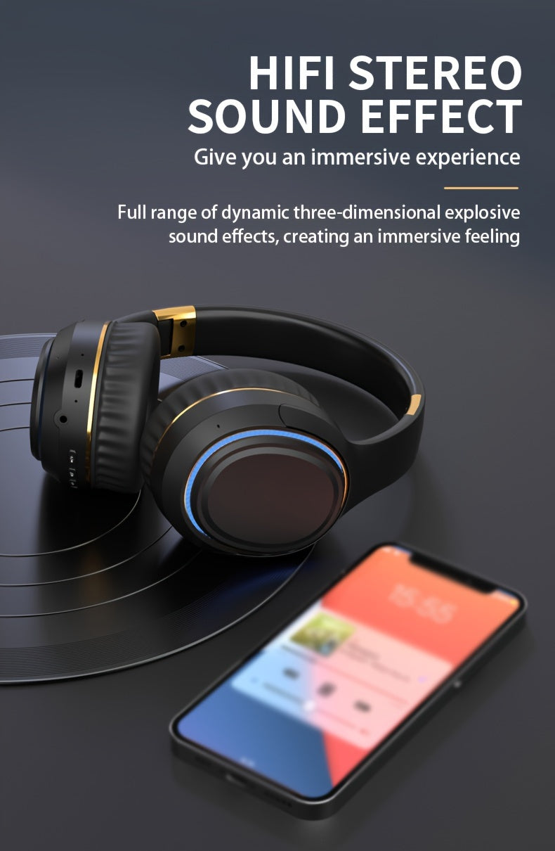 Ultra-large Capacity 400 MAh Wireless Headphones With Ambient Lighting, HIFI Sound Effects, Music All Day Long, 5.3 Chip, Low Latency, High-quality Headphones, Suitable For Travel, Business, Music, Gifts, Work, Phone Calls
