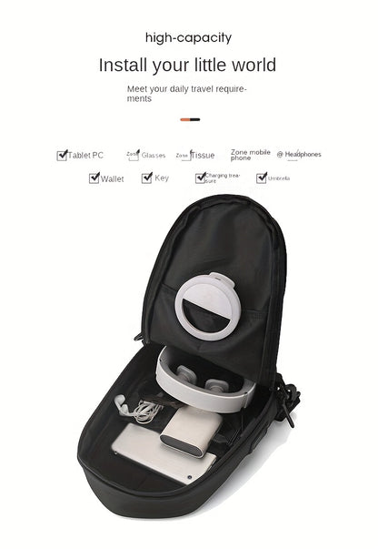 JUMAHE Men's USB Charging Crossbody Bag with Dual Power Ports, Hexagonal Geometric Design Street Style Shoulder Bag - Premium Durable Fabric, Adjustable Strap & Zipper Closure for Daily Commute (Black/Grey), Bags for Travel,