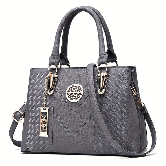 Classic Top Handle Satchel Bag, Fashion PU Bag, Women's Casual Handbag, Shoulder Bag & Tote Purse