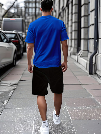 Leopard Print 3D Printed Men's Casual Sportswear Set - Breathable Polyester Knit Fabric, Crew Neck Short Sleeve T-Shirt and Shorts Combo, Regular Fit for All Seasons