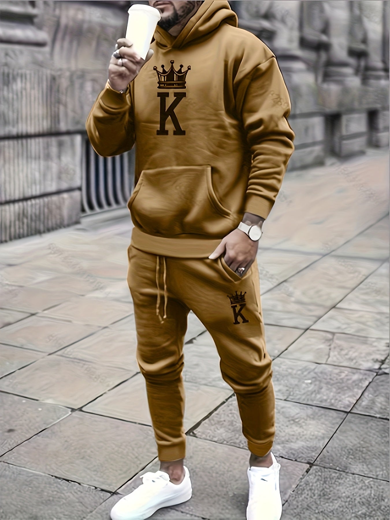 Men's Classic Sporty Casual Printed Hooded Suit