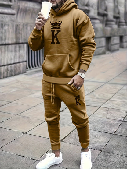Men's Classic Sporty Casual Printed Hooded Suit