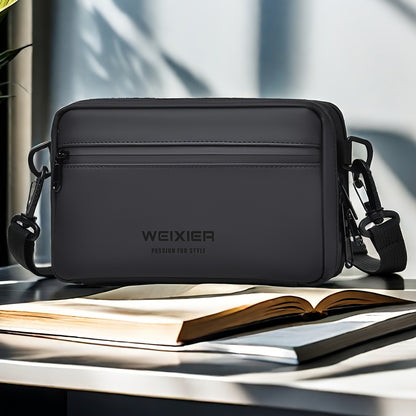 WEIXIER Men's Casual Nylon Handbag - Large Capacity with Adjustable Wrist Strap, Sleek Black for Daily Use, Valentine's Day Gift for Him, Outdoor Bag | Casual Style | Nylon Material