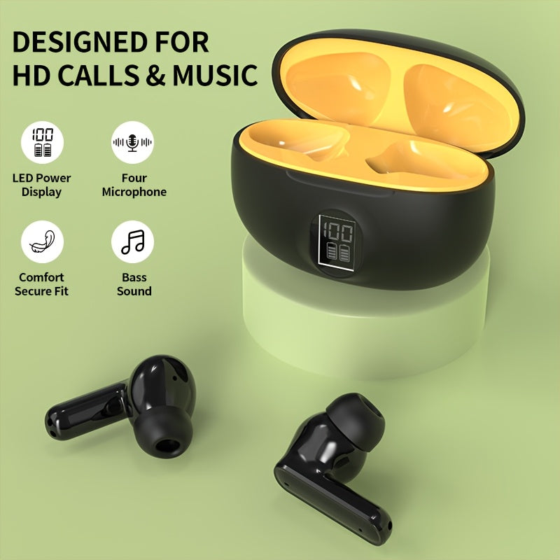HiFi Sound TWS անլար ականջակալներ HD էկրանով, սենսորային կառավարման համակարգով, երկար մարտկոցի աշխատանքով, Wireless 5.0, հարմարավետ վազքի, յոգայի և խաղերի համար - սպիտակ, բեժ, սև տարբերակներով
