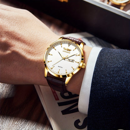 1pc New Men's Quartz Watch with Sunday Calendar and Night Light, Fashionable Wristwatch Ideal Choice for Relatives and Friends Birthday Gifts, Festive Gifts, Brand Electronic Movement Fully Automatic Business Watch