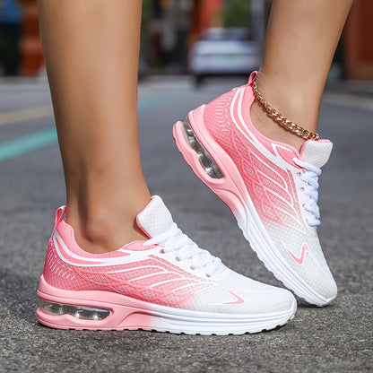 Women'S Casual Running Shoes, Lightweight EVA Upper & Inner, Fabric Insole, Faux Sole, Lace-Up Low Top, All-Season Solid Color, Flame Air Cushion Design, New Style 720