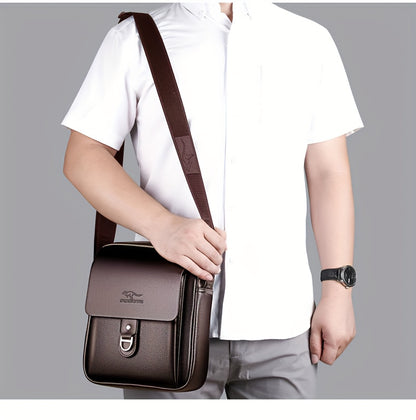 Men'S Stylish Brown Crossbody Bag with Adjustable Strap - Large Capacity, Multi-Compartment Design, Perfect for Commuting, Travel, and Everyday Use, Travel Bag