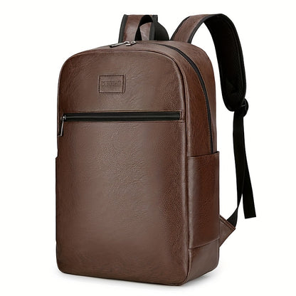 Men'S Lightweight Faux Leather Laptop Backpack - Stylish Black & Brown Design with Adjustable Straps, Tablet Compartment, and Multiple Zippers for School, Office, and Daily Commute, Backpack for School, Office Essentials Carr