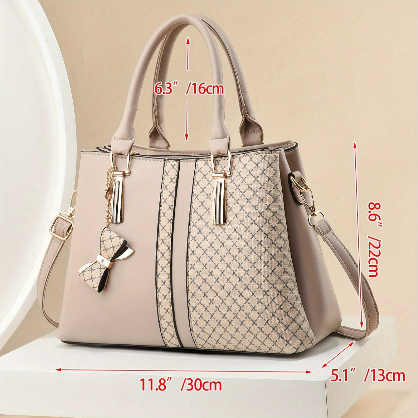 Chic Wo 's Handbag with Large Capacity - Fashionable Plaid Design, Triple-Layer Pockets, Zip Closure - Available in Khaki, Green, Black