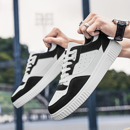 Men's Vintage-Style Sneakers - Lace-Up, Low-Top Skate Shoes with Thick Sole for All Seasons & Activities
