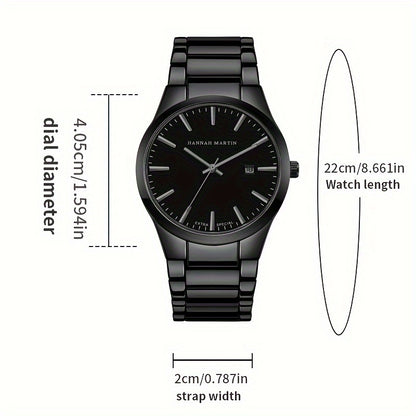 Fashion Casual Watch, Classic Simple Black Calendar Quartz Movement Stainless Steel Strap, Suitable For Daily Outdoor Leisure Business Men's Watch