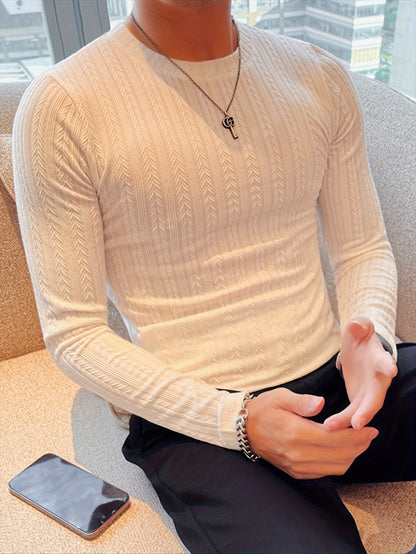 Men's Slim-Fit Long Sleeve T-Shirt - Casual & Stylish, Perfect for Fall/Winter, Machine Washable