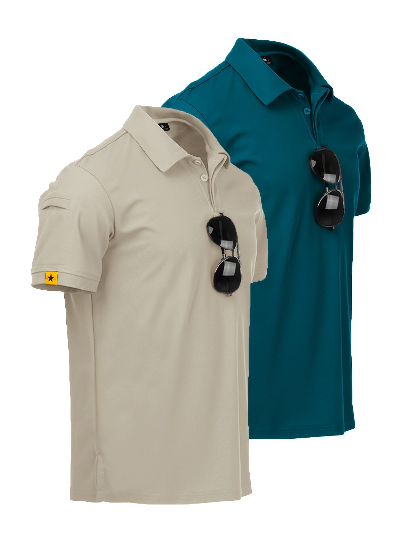 2pcs Men's Casual Shirts - Breathable, Stretch Fabric with Button Detail, Summer Wear, Men's Shirts