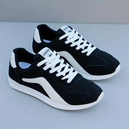 Fashion Sneakers Men'S Breathable Mesh Casual Sports Running Shoes - Striped Low Top Lace-Up Round Toe Comfort Footwear for All Seasons - PVC Sole, Fabric Insole, Everyday & Athletic Use