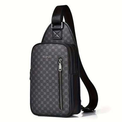 HUABUPS Men'S Crossbody Backpack - Black PVC Business Commuter Bag with USB Charging, Adjustable Strap, Multiple Compartments & Durable Design for Travel, Hiking, Daily Use - Ideal Gift for Men, Hiking Gear, Stylish Accessory