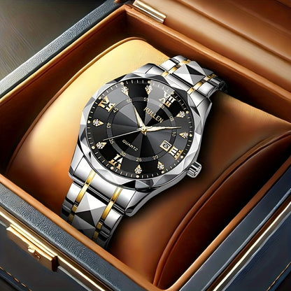 Elegant Men'S Quartz Watch with Stainless Steel Band, Alloy Case & Round Dial - Elegant Timepiece, Ideal for Business Professionals, Perfect Valentine'S Day & Thanksgiving Gift