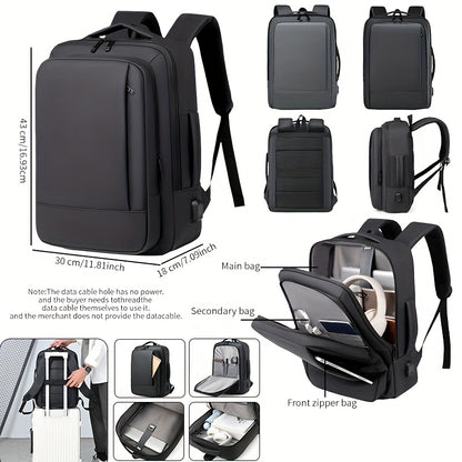 39.62 cm Laptop Backpack for Men & Women - Business Travel Anti-Theft Durable Computer Bag with Adjustable Shoulder Straps, Multiple Compartments & Padded Design, Black