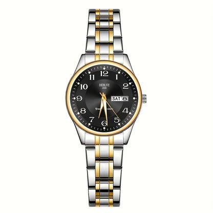 DEBLVE Women'S Ultra-Thin Stainless Steel Quartz Watch - Stylish, Lightweight, IPX7 with Calendar, Luminous Day Display, and Stainless Steel Band - Perfect for Casual Wear, DEBLVE