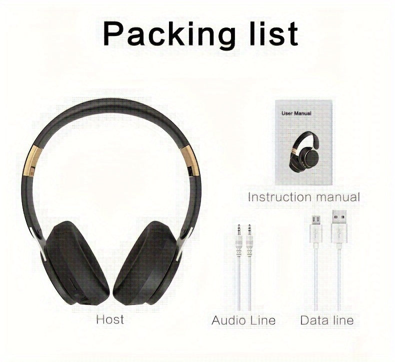 1pc Retro Style Wireless Headphones with HiFi Sound, Foldable & Portable Design, Built-in Radio, Condenser Mic, Button Control, Compatible with Cellphones, Ideal for Gaming, Exercise, Home Use - 5.3 Chip, Type-C Charging, Non