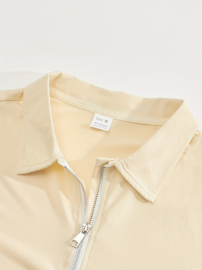 New Spring Fashion Casual Polo Shirt Zipper Men'S Casual Sports Long Pants Short Sleeve Two-Piece Set