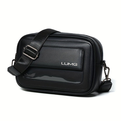 LUMG Fashion Faux Leather Crossbody Bag, Small Square Sling Shoulder Bag, Casual Messenger Chest Pack, Ideal for Valentine's Day Gift, Adult Birthday Present, Daily Commute - Adjustable Strap - Black