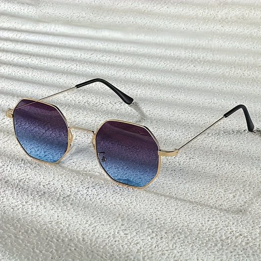 NBHD Men's Polygonal Frame Retro Fashion Glasses - Wide Fit (>139mm), Vintage Style, Multi-Color Options (Purple/Blue Gradient/Black/Orange-Tinted/Black) - Ideal for Casual Wear & Holiday Gifts (World Earth Day, Christmas, Th