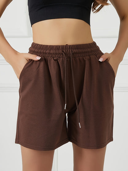 Summer Women'S Casual Shorts with Two Pockets, Drawstring Waist, Suitable for Running, Yoga, And Workouts, Loose And Comfortable, Five-Point Length.