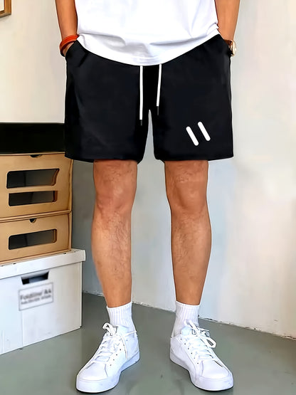 A Set of Three Print Designs for Men'S Casual Sportswear, Featuring Quick-Dry Breathable Short-Sleeve T-Shirts with Round Necks And Elastic Waist Shorts with Pockets, Suitable for Sports And Fitness Activities in Spring, Summ