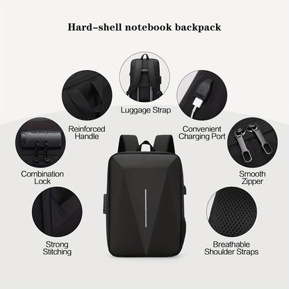 Durable Build, Business Style Laptop Backpack with Anti-Theft Design, Adjustable Shoulder Straps, Multiple Compartments, Zipper Closure & PVC Lining - Black, Secure Laptop Storage | Sleek Backpack Design | Sturdy Zipper Closu