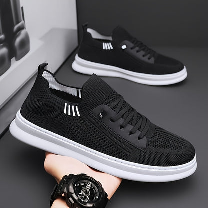 Men'S Breathable Knit Mesh Running Shoes - Anti-Odor Casual Sneakers with Soft EVA Sole, Round Toe Design & Low-Top Lace-Up for Jogging, Hiking, Outdoor & Daily Wear - Khaki/Black/Gray, Jogging Shoes