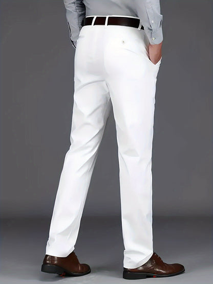 Men'S Classic Black Dress Pants - Stretchy Polyester, All-Season Comfort Fit, Regular Length, Solid Color, Allseason Pants | Stylish Dress Pants | Comfortable Fit Pants