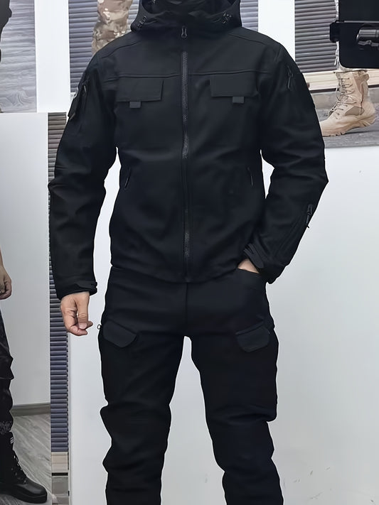 Men's Outdoor Sports Windproof and Plus Velvet Soft Shell Suit