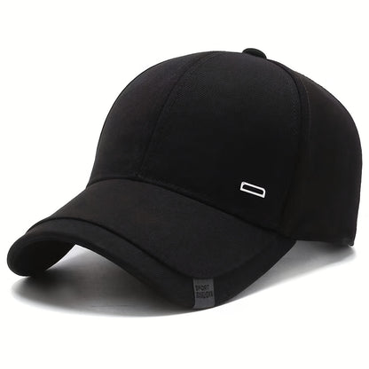 1pc Men's Casual Geometric-Pattern Baseball Cap with Square Silvery Buckle, 100% Polyester Lightweight Adjustable Sun Protection Hat for Spring/Autumn Travel and Beach Parties