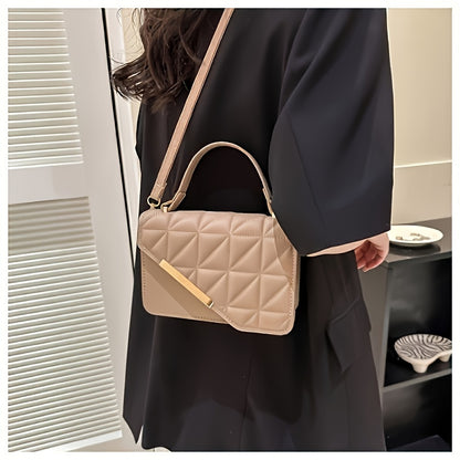 1pc Stylish Black Crossbody Handbag with Golden-Tone Hardware & Diamond Quilted Design - Water-Resistant, Magnetic Closure, Adjustable Strap - Perfect for Daily Commute, Office, or Going Out, Small Crossbody Bag