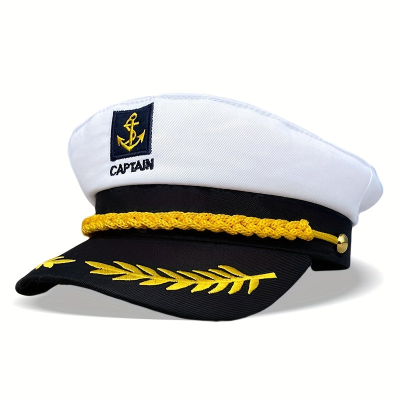 Navy Hat Sailor Hat Outdoor Travel Sun Hat Leisure Flat Top Hat Captain Hat Cruise Party Navy Ceremonial Hat For Men And Women, Ideal Choice For Gifts