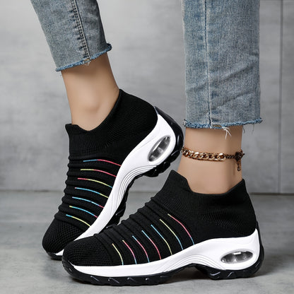 Women's Slip- Shoes - Lightweight Breathable Fabric Upper, Soft Cushioned PU Sole, Low-Top Casual Sneakers for Walking, Jogging & Casual Attire - All-Season Comfort (Black), Ladies Sneakers, Allseason Footwear, Stylish Slipon