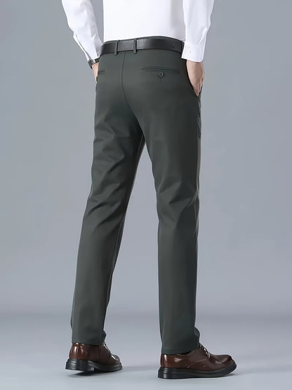 Men'S Classic Black Dress Pants - Stretchy Polyester, All-Season Comfort Fit, Regular Length, Solid Color, Allseason Pants | Stylish Dress Pants | Comfortable Fit Pants