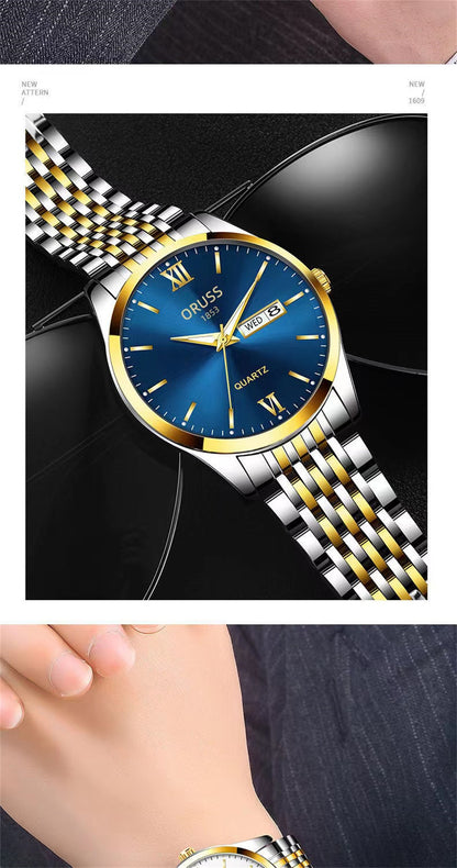 Men's watch calendar high-grade handsome fashion new trend steel watch jazz gentleman all Men's watch