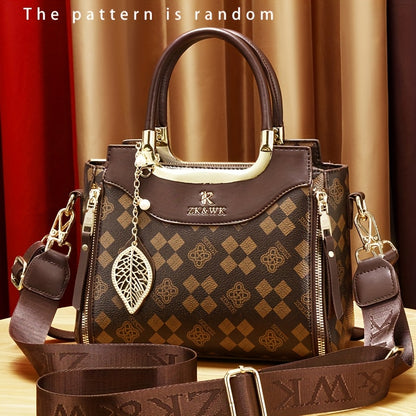 INCK KMCRK Women'S Elegant Large Capacity Tote Bag with Removable Shoulder Strap, Brown & Black Checkered Pattern, Golden-Tone Hardware, Polyester Lining - Ideal for Work, Travel, and Daily Use, Travel Tote Bag | Checkered Pa
