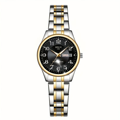 DEBLVE Women'S Watch - Glowing Face, Steel Strap, Week Calendar Display, Perfect Present for Birthdays, Celebrations, And Anniversaries