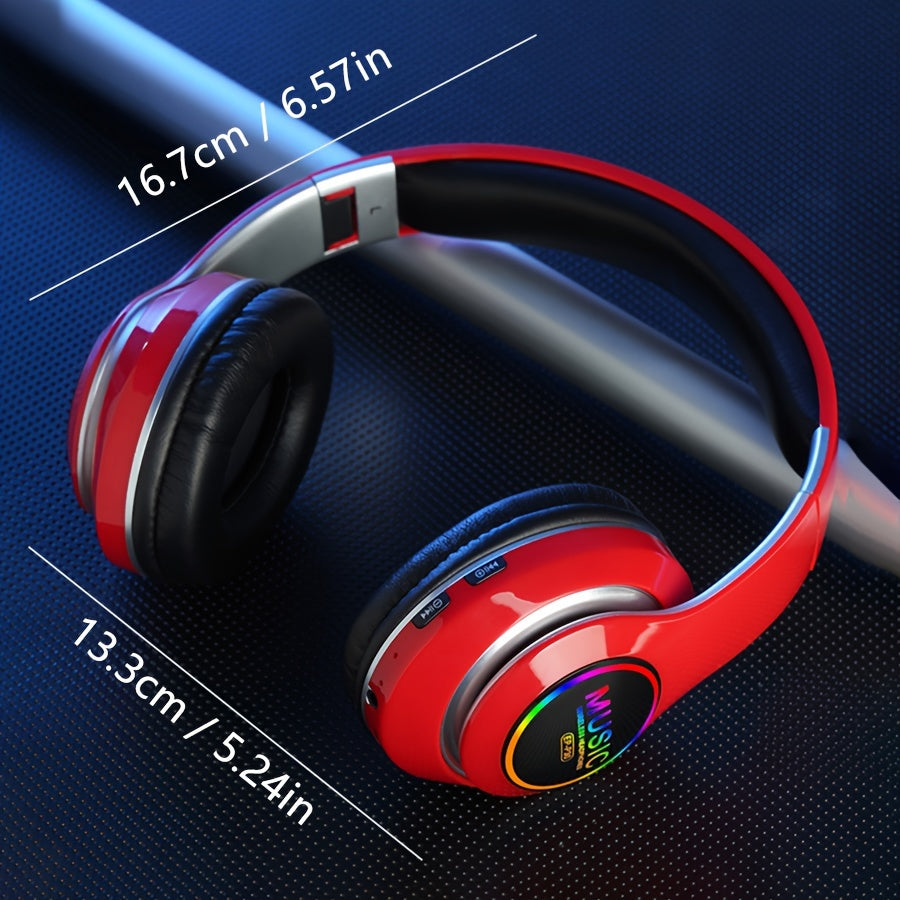 Wireless Earphones, Multi-Color LED Lights, Comfortable Foldable Earphones, SD Card Slot, School/Tablet/Pc/Phone/Birthday/Christmas/Travel Gifts. Popular Wireless Earphones, Head Mounted Wireless Earphones, And Foldable Earbu